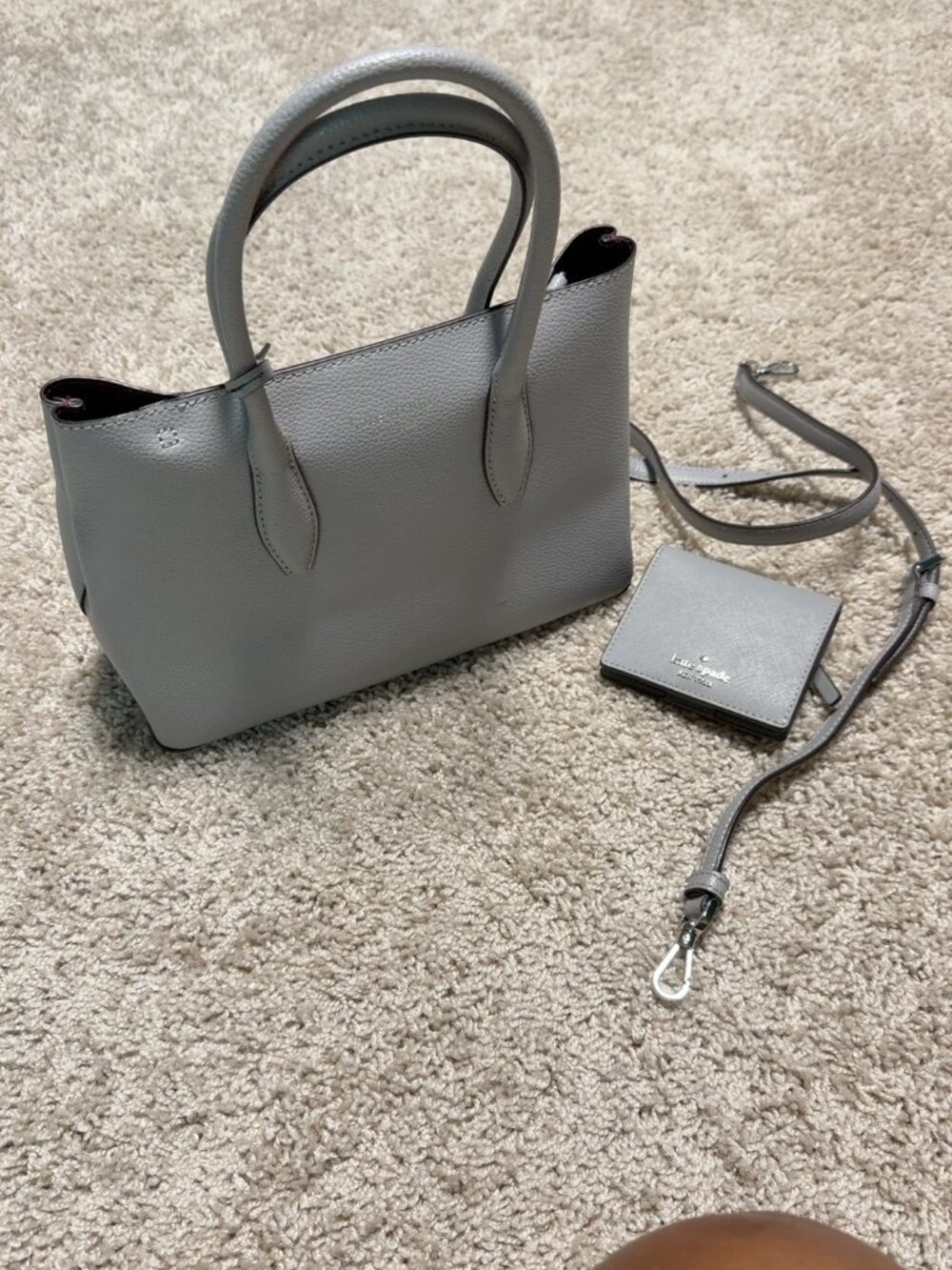 Kate Spade Gray Leather Crossbody + Matching Wallet Set
